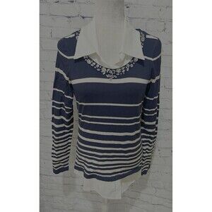 International concept INC Pullover Long sleeves Striped Studded crew M